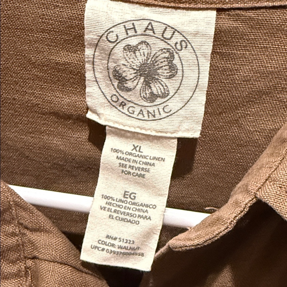 Chaus Brown Linen Button-down Shirt - Picture 11 of 11